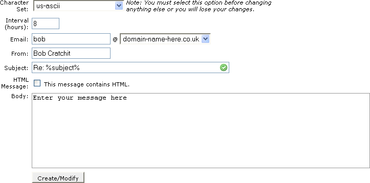 Adding an autoresponder